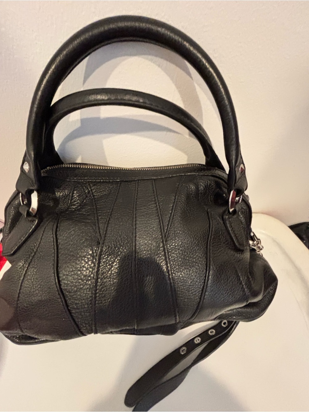 Oryany “Trina” Italian Black Leather Satchel Handbag - Picture 3 of 8